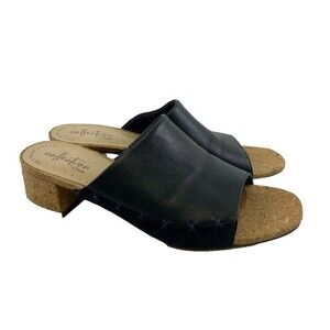 Clarks Collection Elisa Abby Sandal Navy Leather SlipOn Low Heel Slide Women 6.5